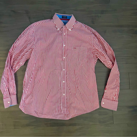 Paul & Shark South Sea Yacht Club button down classic red white stripe 43  (XL) - Picture 1 of 11